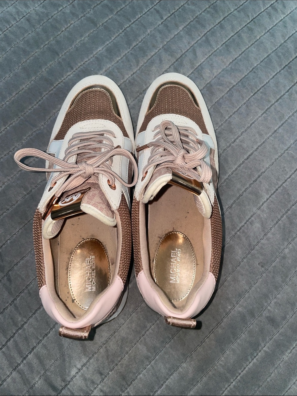 Michael Kors Pink and Rose Gold Logo Trainer Sneakers - Picture 7 of 8